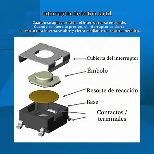 Vista 6 de 250pcs 25 valores Interruptor táctil de botón SMD Micro Momentary Tact Switch Surtido Kit