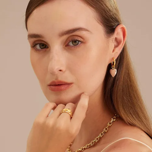 Vista 3 de C.Paravano Aretes de aro de oro de 18 quilates y plata esterlina para mujer