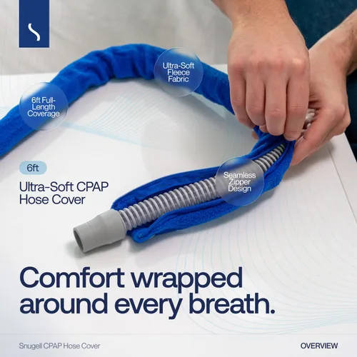 Vista 2 de Snugell Funda para manguera CPAP – Envoltura de tubo de 6 pies en azul – Compatible con ResMed, Fisher & Paykel y otras marcas – Cubierta de tubo