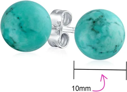 Vista 9 de Aretes grandes de plata de ley 925 con piedras preciosas naturales de 0.394 pulgadas para mujeres y adolescentes, variedad de piedras de nacimiento