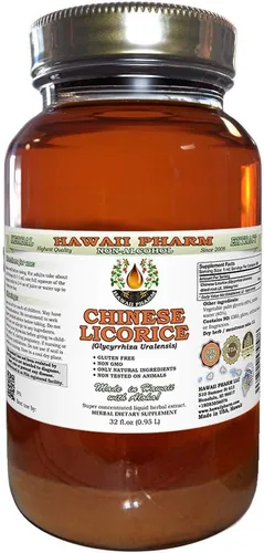 Vista 4 de Hawaii Pharm Extracto líquido de regaliz chino sin alcohol, regaliz chino (Glycyrrhiza Uralensis) Suplemento herbario natural de glicerita de raíz