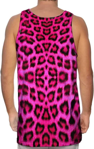 Vista 2 de Yizzam- Camiseta sin mangas para hombre con piel de leopardo rosa neón