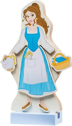 Vista 4 de Melissa & Doug Disney Belle - Juego de muñecas magnéticas de madera para disfrazarse (más de 30 piezas)