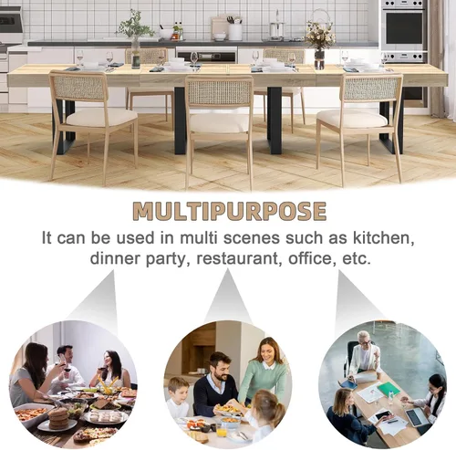 Vista 9 de STHOUYN - Mesa de comedor extensible de 63"-79", moderna de estilo campestre, de madera para la cocina, larga y expandible para 6, 8, 10, gran mesa