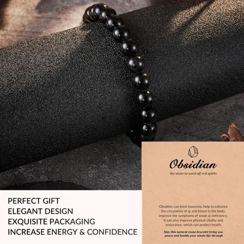 Vista 2 de Seyaa Pulsera de yoga para aliviar el estrés y la ansiedad, piedra de cristal natural, regalos curativos para mujeres, hombres y adolescentes