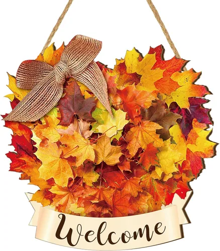 Vista 22 de Boao - Letrero colgante de madera con texto en inglés "Welcome Black