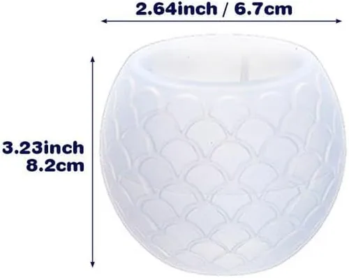 Vista 5 de Moldes de resina para macetas de silicona, diseño redondo de escuadra de pescado para resina epoxi, hormigón, maceta, florero, tazón, vela, tarro