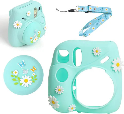 Vista 8 de Funda de silicona para Fujifilm Instax Mini 7+7 Plus piel de cámara instantánea, funda protectora con correa de hombro ajustable