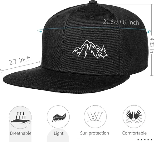 Vista 3 de Negi Snapback Hats for Mens Hat Fitted Mountain Gaming Trucker Dad Black Flat Bill Adjustable Baseball Cap Brim