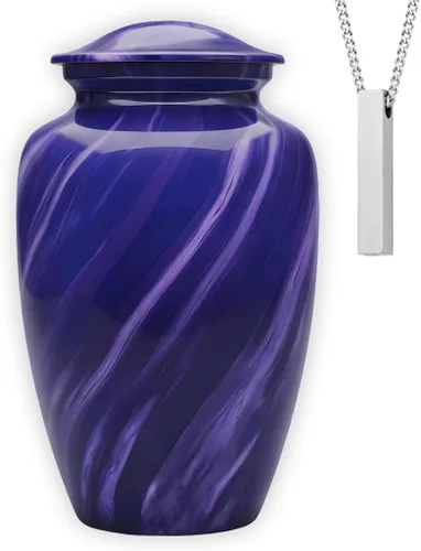 Vista 15 de Set of 6 Cremation Urns for Human Ashes Includes 1 Large Urn with 4 Small Keepsakes & 1 Silver Necklace - Black Marble