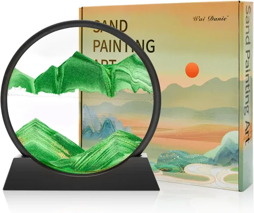 Vista 22 de Wai Danie Imagen artística de arena en movimiento 3D, reloj de arena de mar profundo, paisaje de arena líquida, marco de arena que fluye relajante