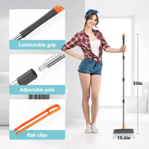 Vista 2 de AIR U+ Cepillo de lechada con mango largo cepillo de limpieza giratorio de 180° con pinzas para sujetar el cabello en forma de V cepillo de lechada