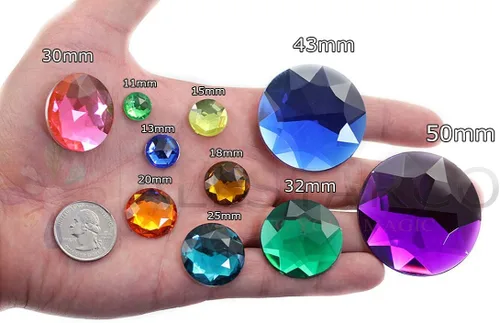 Vista 4 de Joyas de diamantes de imitación acrílicos redondos con parte trasera plana de 0.709 in, adornos de gemas de plástico para cosplay, disfraces