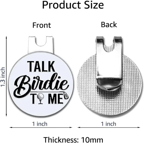 Vista 2 de Hafhue Marcador de pelota de golf Talk Birdie to Me con clip magnético para sombrero, accesorios de golf divertidos y regalos de golf para hombres