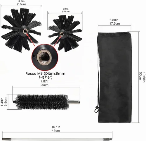 Vista 7 de Kit de cepillo de limpieza de ventilación de secadora de 30 pies, cepillo de limpieza multiusos con cabezal de cepillo de 4 y 6 pulgadas, accesorios