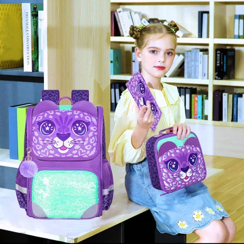 Vista 43 de KLFVB Mochila de 3 piezas para niñas y niños, bolsa de libros de dinosaurio de unicornio de 15 pulgadas con lonchera, bolsa escolar preescolar