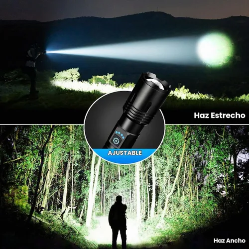 Vista 5 de Paquete de 3 linternas recargables de altos lúmenes, 99,000 lúmenes, linterna LED súper brillante para casa y campamento, linterna de mano