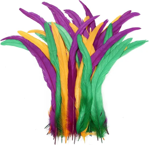 Vista 36 de THARAHT 50 Plumas de Cola de Gallo Naturales de 12-14 Pulgadas (30-35 cm) a Granel para Manualidades, Atadura de Moscas, Boda, Plumas para Fiestas