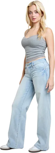 Vista 5 de YMI Pantalones de Elastano para Mujer YMI Jeans de Cintura Baja y Pierna Ancha Wannabettabutt