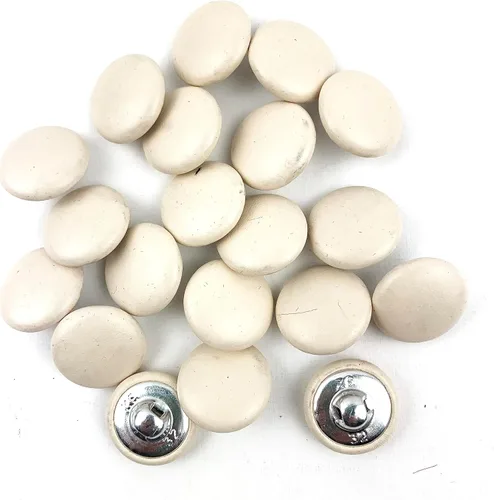 Vista 69 de Heyiwell 30 botones redondos cubiertos de cuero con vástago de metal, para vestidos de novia, camisas, vestidos, manualidades de costura (beige, mm)