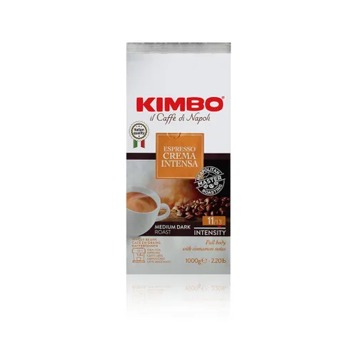 Vista 7 de Kimbo Café en grano entero, aroma dorado, 100% café Acrabica, tostado oscuro medio, intensidad 9/13, bolsa de 2.2 libras (35.27 onzas)