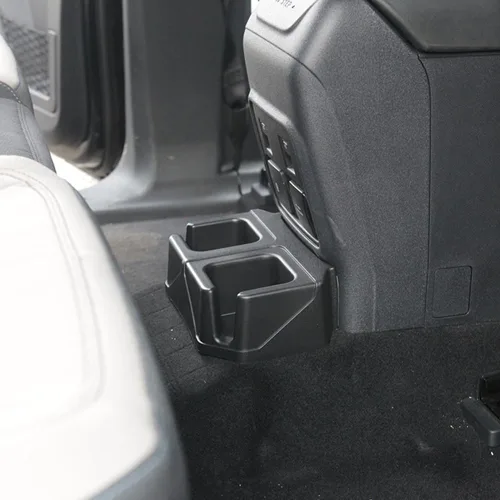 Vista 5 de Soporte de bandeja de almacenamiento para Ford Bronco 2021 2022 2023 2024, accesorios interiores, organizador negro, organizador trasero doble extra