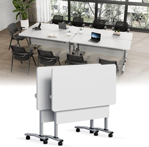 Vista 41 de Folding Conference Table with Wheels, Modular Foldable Conference Room Training Tables for Training Rooms, Flip Top Mobile Rolling Meeting Seminar