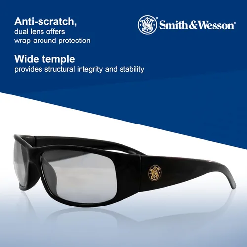 Vista 4 de Smith & Wesson Gafas de seguridad Elite (21306), lentes para interiores y exteriores, montura negra, unisex para hombres y mujeres (12 unidades)