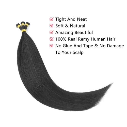 Vista 7 de ABH AMAZINGBEAUTY HAIR Extensiones de cabello humano Remy real para coser, atadas a mano, color negro azabache de 18 pulgadas, para mujer, 1.76 onzas
