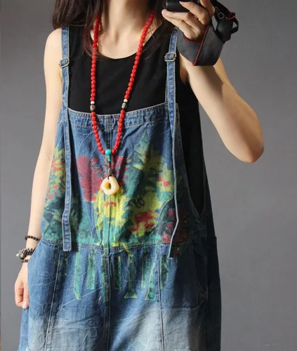 Vista 7 de YESNO P60 mujeres pantalones vaqueros recortados monos monos pintados a mano pulido desgastado casual holgado ajuste suelto, L