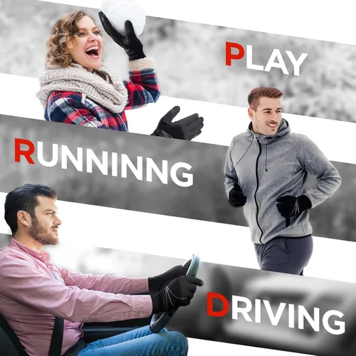 Vista 6 de Guantes de invierno para hombres y mujeres, cálidos, térmicos, resistentes al viento, pantalla táctil, antideslizantes, para ciclismo, conducir