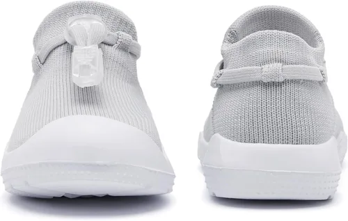 Vista 5 de MORENDL Zapatos de calcetín para caminar para bebé, 2 pies pequeños, pantuflas para niños pequeños, niñas y niños, suela suave, antideslizante