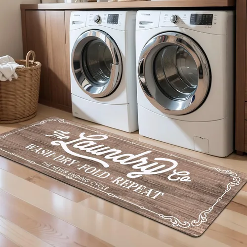 Vista 19 de Pauwer - Alfombra de cocina estilo granja, 20"X48", beige, antideslizante, lavable, hecha a máquina Goma, lavable, duradero, fácil de limpiar