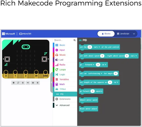 Vista 4 de ELECFREAKS Microbit Tpbot-Edu - Kit de versión de control preciso ángulos e direcciones adecuado para proyectos STEM, BBC Micro:bit DIY Coding Car
