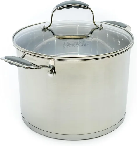Vista 10 de David Burke Stature - Sartén de acero inoxidable de 1.75 cuartos de galón con tapa de tensión, apta para horno, color gris cepillado