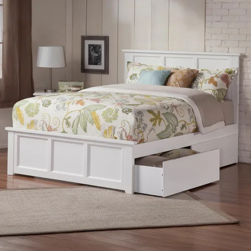 Vista 16 de AFI, Madison - Cama de plataforma de almacenamiento matrimonial con estribo a juego, color espresso