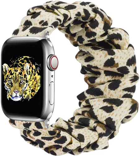 Vista 10 de Greatfine - Correa elástica para reloj Apple Watch Scrunchie de 38mm 40mm 42mm 44mm, correa elástica suave, con iWatch Series 6 SE 5 4 3 2 1, S L