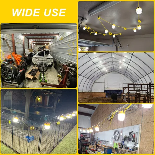 Vista 6 de RIUVAO Cadena de luces LED de construcción de 100 pies, súper brillante de 150 W, 15000 lm, impermeable, IP65, luces de trabajo, luces temporales