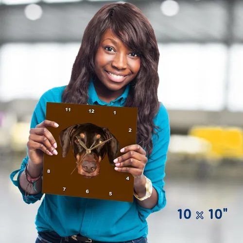 Vista 2 de 3dRose - Cute Doberman Vector Profile for Pinscher Lovers - Wall Clock - (dpp-357340-1)