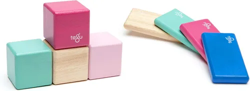 Vista 9 de Juego de bloques de madera magnéticos Tegu Pocket Pouch de 8 piezas, Blossom