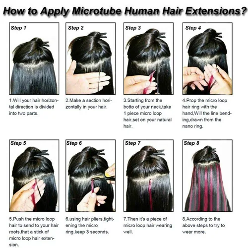 Vista 7 de 1000 anillos de microeslabones de silicona de alta calidad, cuentas forradas de 0.197 in para extensiones de cabello con punta I
