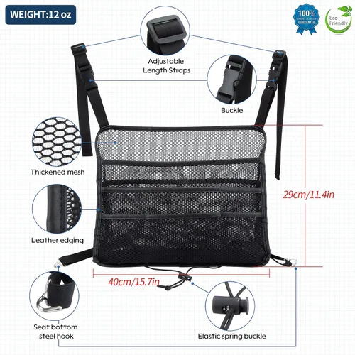 Vista 5 de Eing Organizador para Asiento Trasero de Coche - Almacenamiento de Gran Capacidad para Bolsos, Carteras y Artículos para Niños - Negro