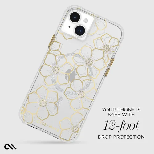 Vista 3 de Case-Mate Funda para iPhone 15 Plus - Flores con Gemas [Protección contra caídas de 12 pies] [Compatible con MagSafe] Cubierta magnética