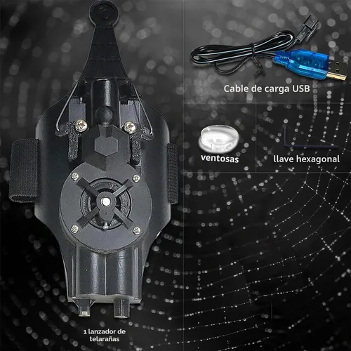 Vista 4 de SUIZU Web Shooters, lanzador de seda de araña para niños, carga USB, lanzador de cuerda, puede agarrar objetos pequeños