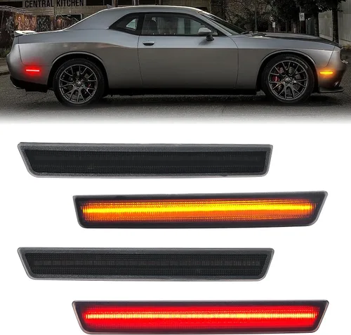 Vista 11 de R&F Auto 4 piezas de luces LED laterales de repuesto para Challenger SRT Hellcat 2018-2023, R/T Scat Pack de cuerpo ancho para Redeye Super Stock