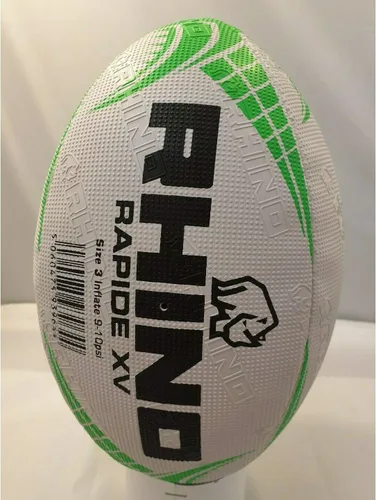 Vista 5 de Rhino Rapide XV - Balón de rugby, diseño de la liga de la Unión, color blanco y verde