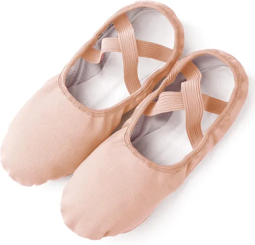 Vista 6 de Stelle Zapatos de ballet para mujer, lona altamente elástica, zapatillas de ballet para adultos, suela dividida, zapatos de baile de yoga para niñas