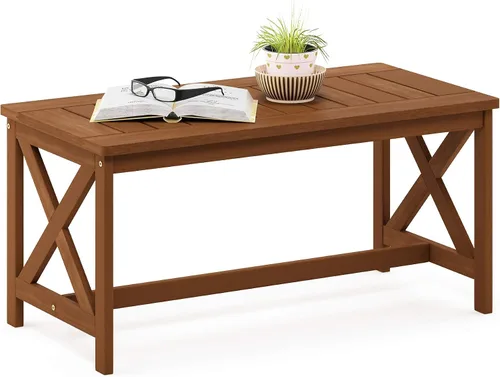 Vista 13 de Furinno FG16504 Tioman - Mesa de café de patio de madera dura al aire libre con aceite de teca, 1 nivel, marrón
