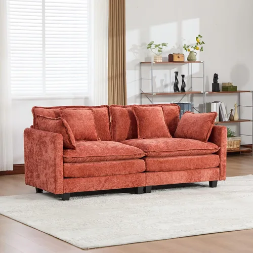 Vista 11 de Modular Sectional Couches Sofa, 4-Seat Cloud Couch with Double Layer Upholstered Seat Cushion, Breathable Chenille Fabric, for Living Room Bedroom