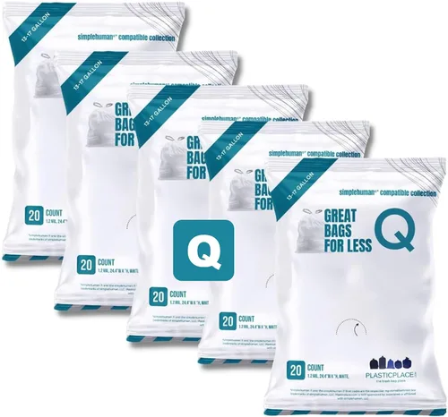Vista 11 de Plasticplace Revestimientos para botes de basura con aroma a lavanda y vainilla suave con cordón blanco, compatibles con Code Q (200 unidades) │